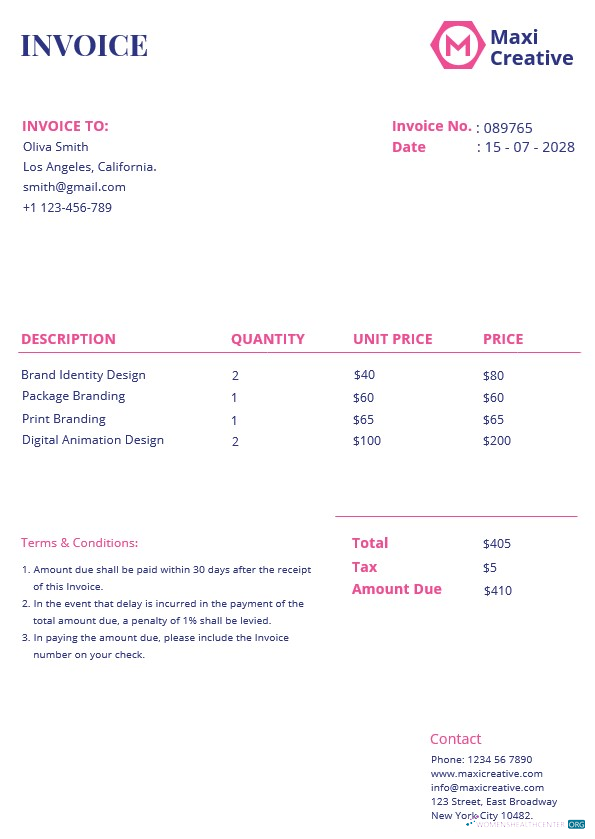 Download Creative Agency Invoice Template Photoshop template